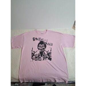 Green Day Pink Skeleton Punk Rock Graphic T-Shirt Mens XXL 2023 Band Tee
